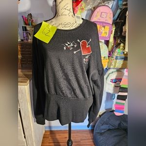 Her Universe NWT Black Sweatshirt Heart With Mickey Minnie Black Plus Size 2x